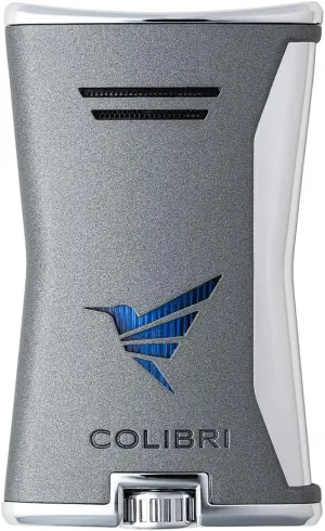 Colibri Slim Lighter, Windproof & Refillable, Cigar Enthusiast's Choice with Blue Fuel Window and Adjustable Flame - Charcoal   Chrome