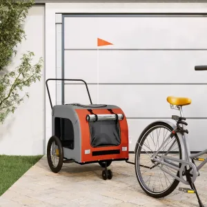 Comfortable Pet Bike Trailer with Durable Iron Frame for Small Dogs, Easy to Use, Safe and, Orange and Gray