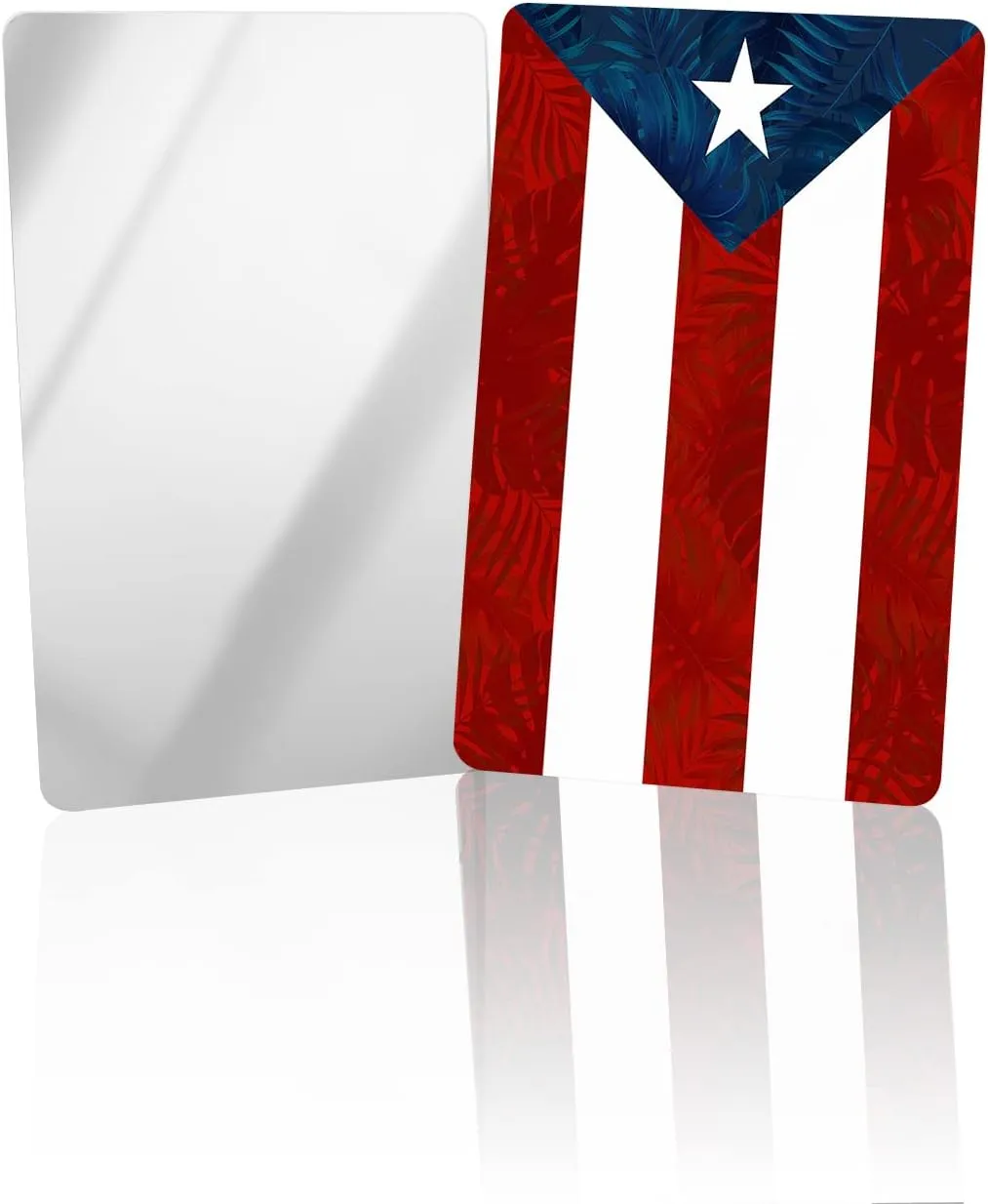 Compact Card Mirror, Unbreakable Stainless Steel Makeup Mirror Flag of Puerto Rico Rectangular Handheld Small Travel Mirror for Camping, Travelling