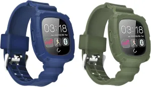 Compatible with Fitbit Versa 4/Versa 3/Sense 2/Sense Bands with Case, Women Silicone Sport Protective Bumper Rugged Replacement Strap Wristbands