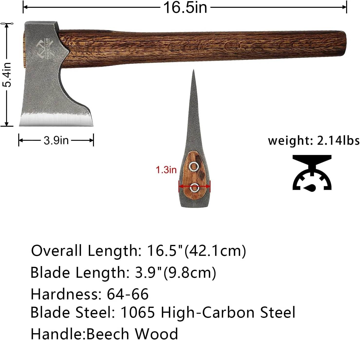 Competition Throwing Axe, 16.5" Throwing Axes with 1065 High Carbon Steel & Wooden Handle, Perfect for Axe Throwing Game, Competition and Recreation, Gift for Men