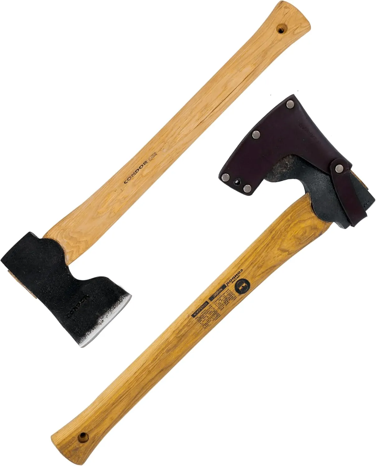 Condor Tool & Knife Woodworker Axe 1.5 Lb W/Leather Sheath - 1060 High-Carbon Steel Camping Axe with American Hickory Handle - Perfect for Camping, Survival, Firewood Splitting & Outdoor Crafting