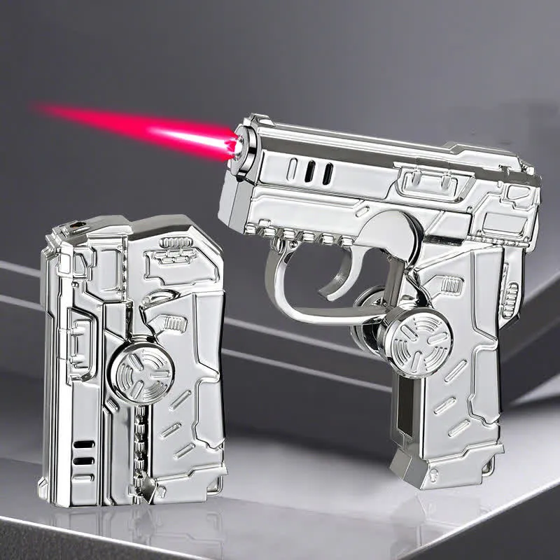 Cool Folding Pistol-Shaped Refillable Butane Lighter