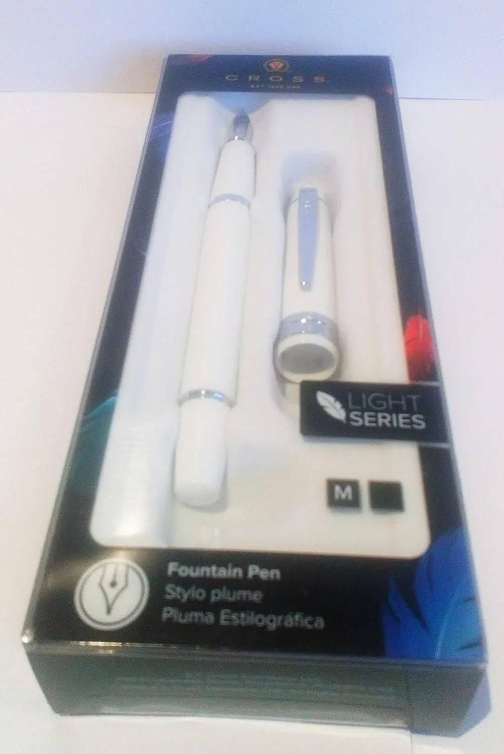 CROSS Bailey Light Polished Resin Refillable Fountain Pen, Medium Nib, Includes Premium Gift Box - Glossy White