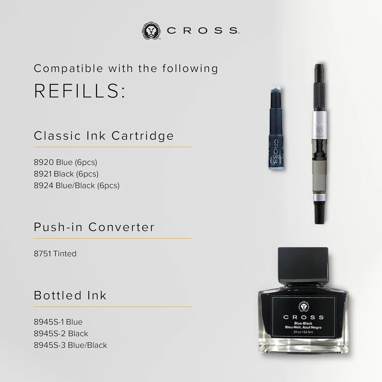 Cross Bailey Light Refillable Fountain Presented in a Everyday Gift Box - Medium Point, Black Ink, Polished Amber