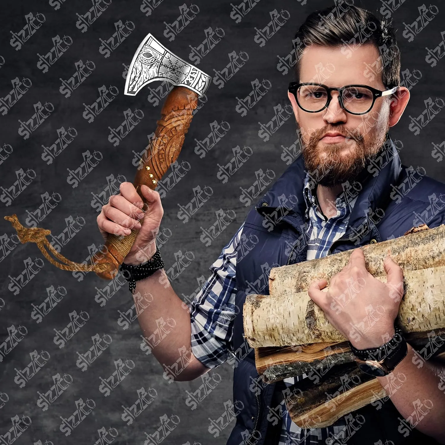 Custom Gift Forged Carbon Steel Viking Style Axe Bearded Axe with Rose Wood Shaft Tomahawk - Real Hatchet, Best Gift for Anniversary, Valentine's Day, Birthday, Premium Leather Sheath