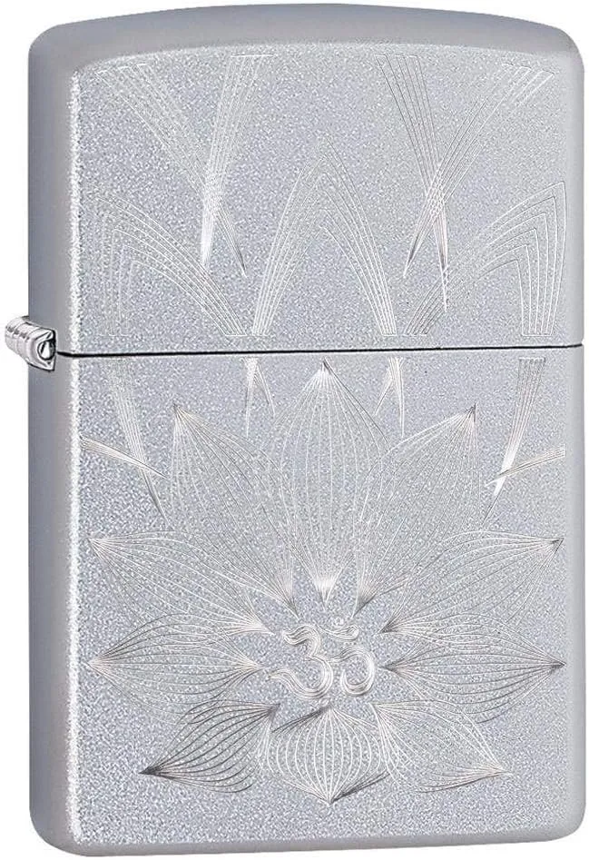 Custom Personalized Lotus Ohm Design Street Chrome Windproof Lighter Free Engraving #29859 - Christmas, Halloween & Valentines Day Gift