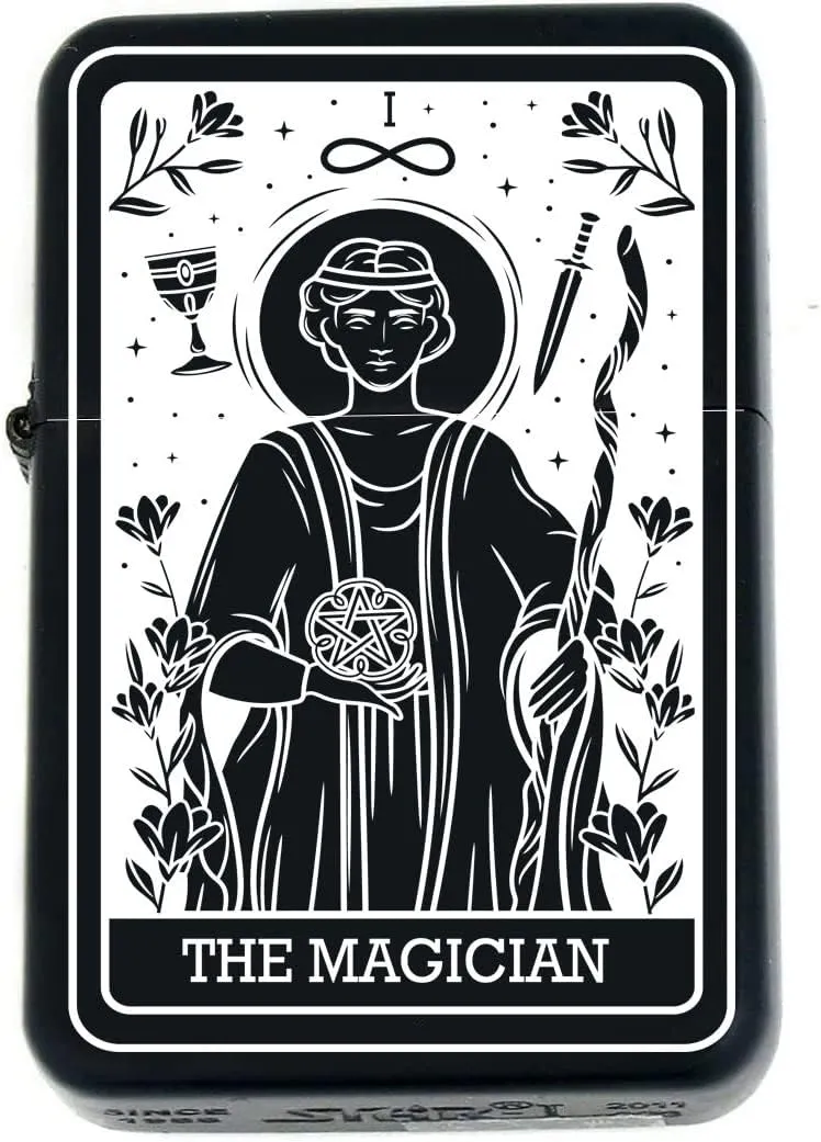 Custom Personalizied Tarot Card - 24 Major Arcana Cards Available Laser Engraved Unique Collectible Gifts Infinity Black Matt Windproof Lighters! (The-Magician)