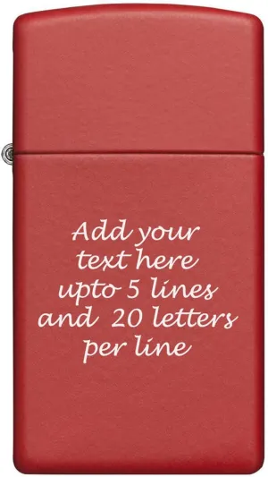 Customized Personalized Slim Zippo Windproof Oil Lighter Engraving - Christmas, Halloween & Valentines Day Gift (Matte Red)
