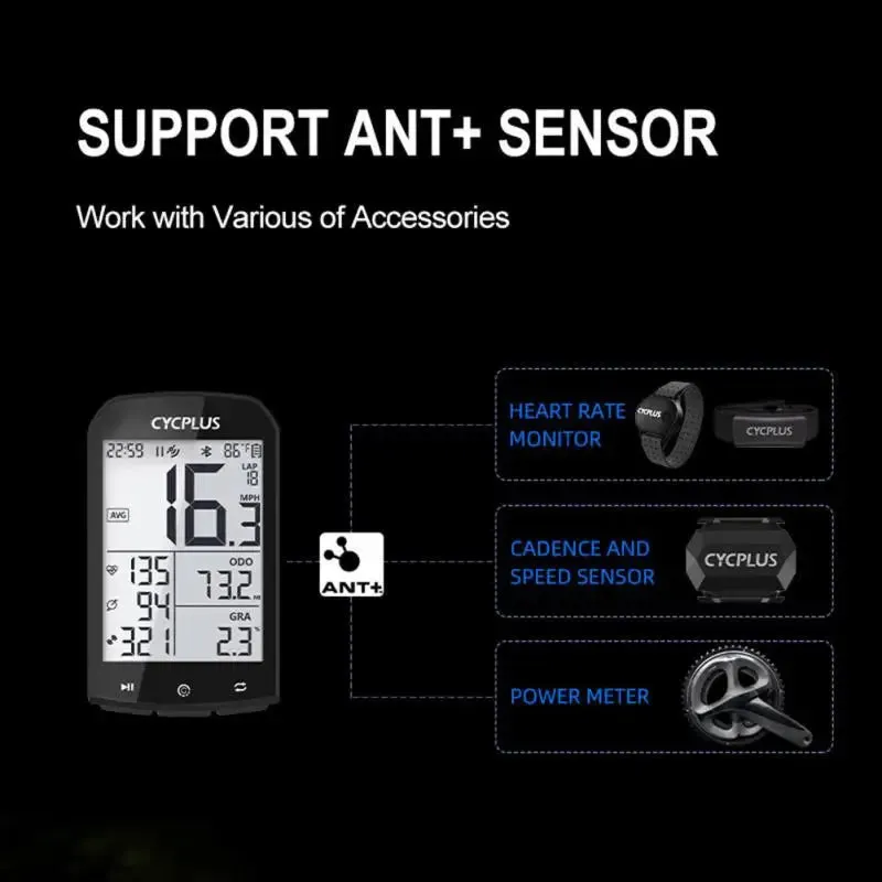 CYCPLUS M2 Wireless Bluetooth GPS Cycling Waterproof Speedometer with ANT  Communication