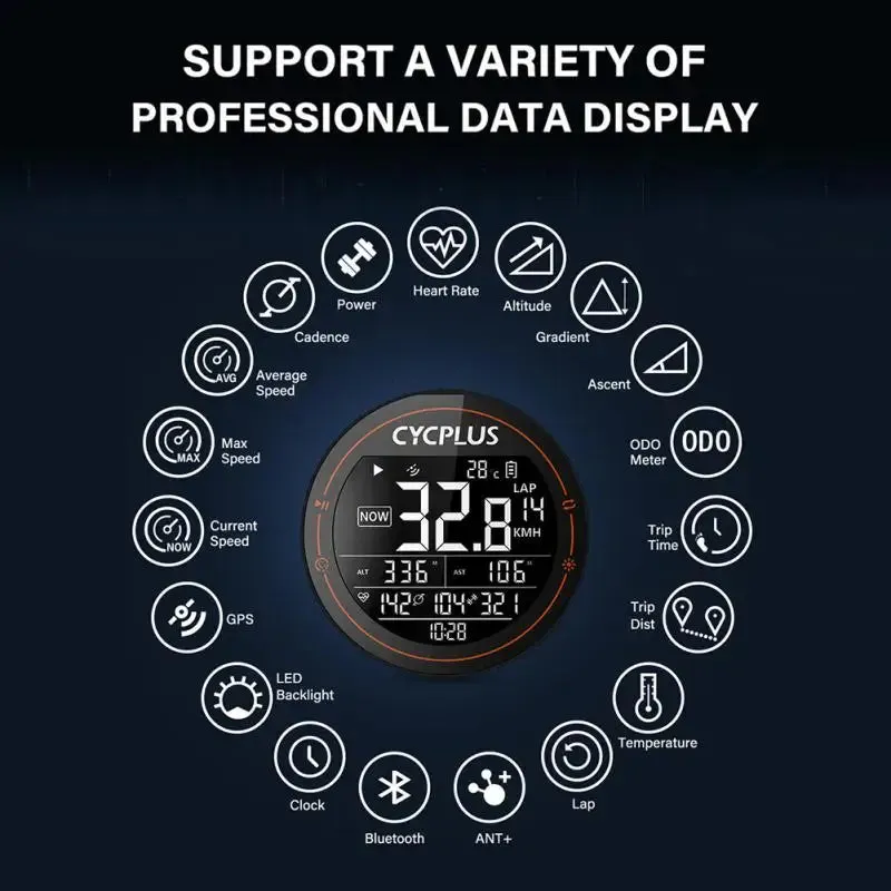 CYCPLUS M2 Wireless Bluetooth GPS Cycling Waterproof Speedometer with ANT  Communication