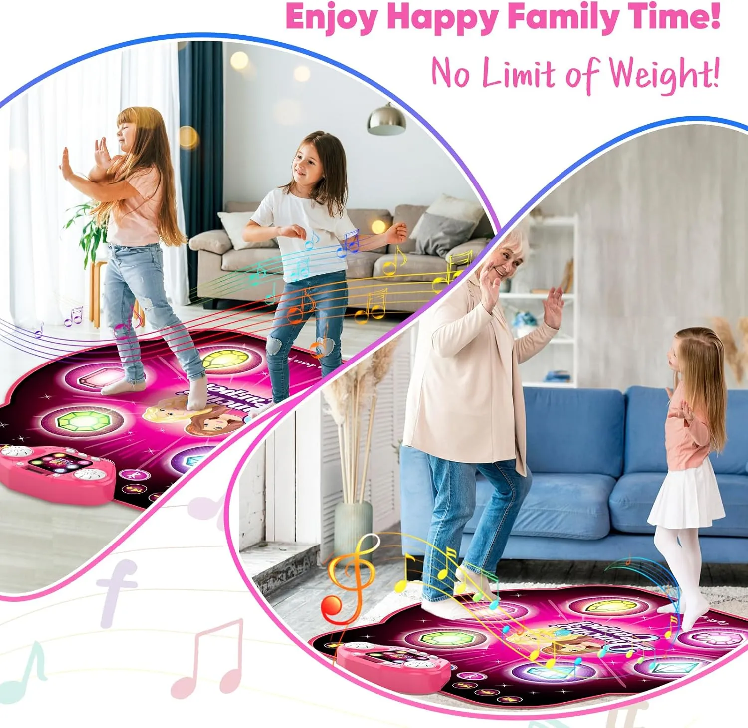 Dance Mat for Kids, Upgraded Switchable 4 & 6 Button Mode Electronic Dance Pad with Bluetooth-9 Levels, Light Up Children Music Game Mat, Toys for Girls Boys Ages 3-12