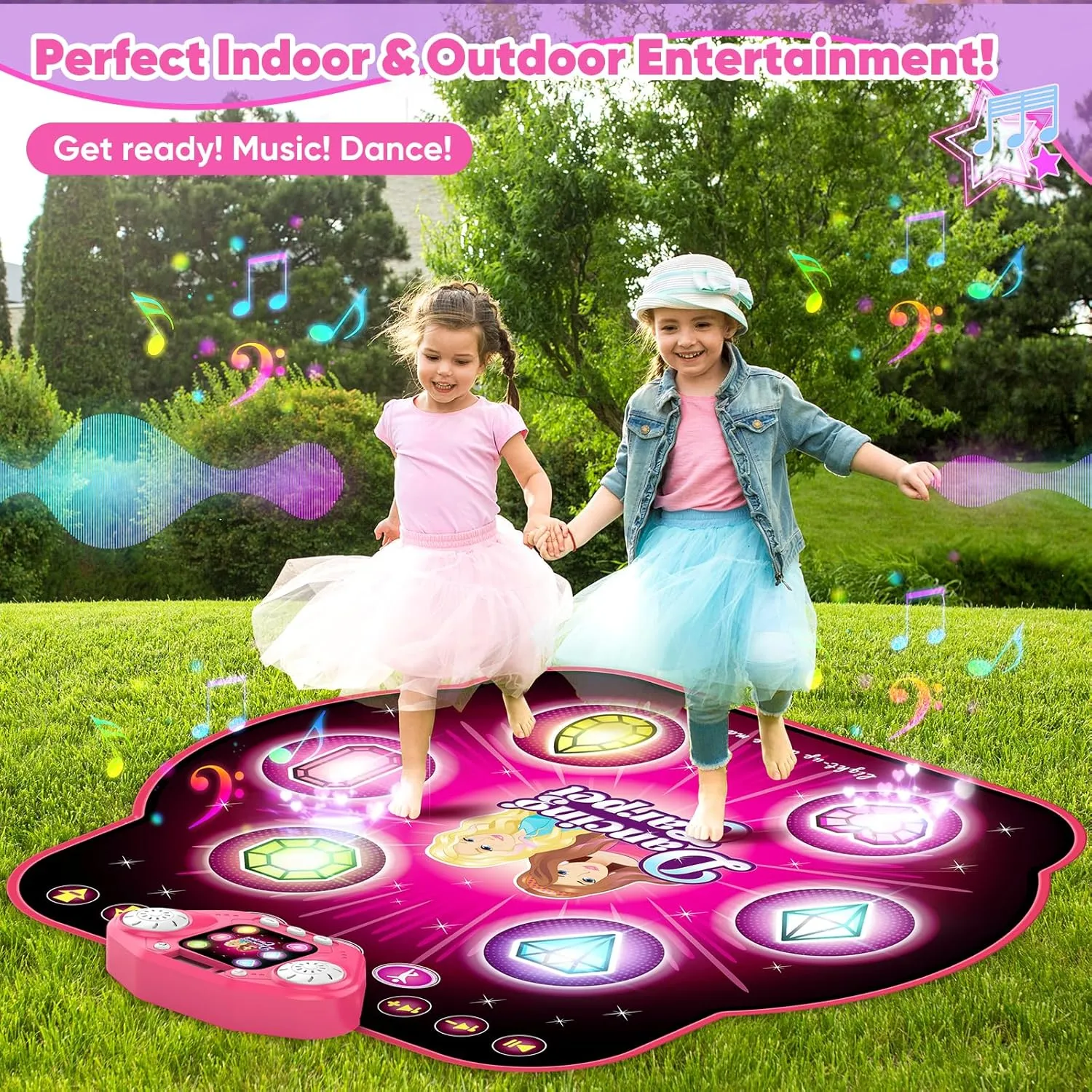 Dance Mat for Kids, Upgraded Switchable 4 & 6 Button Mode Electronic Dance Pad with Bluetooth-9 Levels, Light Up Children Music Game Mat, Toys for Girls Boys Ages 3-12