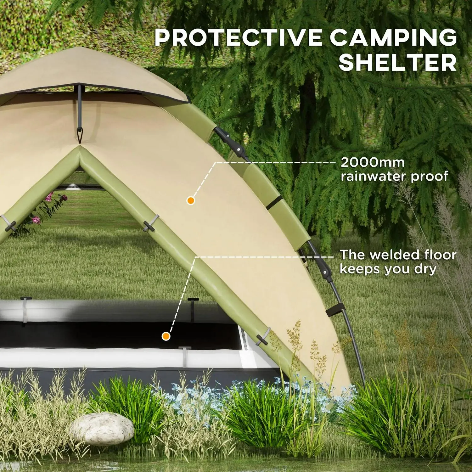 Dark Camping Green Heavy-duty - With Two-Man Outsunny One Room Priority shipping Accessories Tent,
