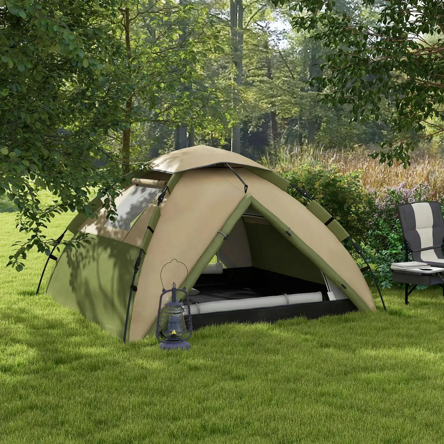 Dark Camping Green Heavy-duty - With Two-Man Outsunny One Room Priority shipping Accessories Tent,