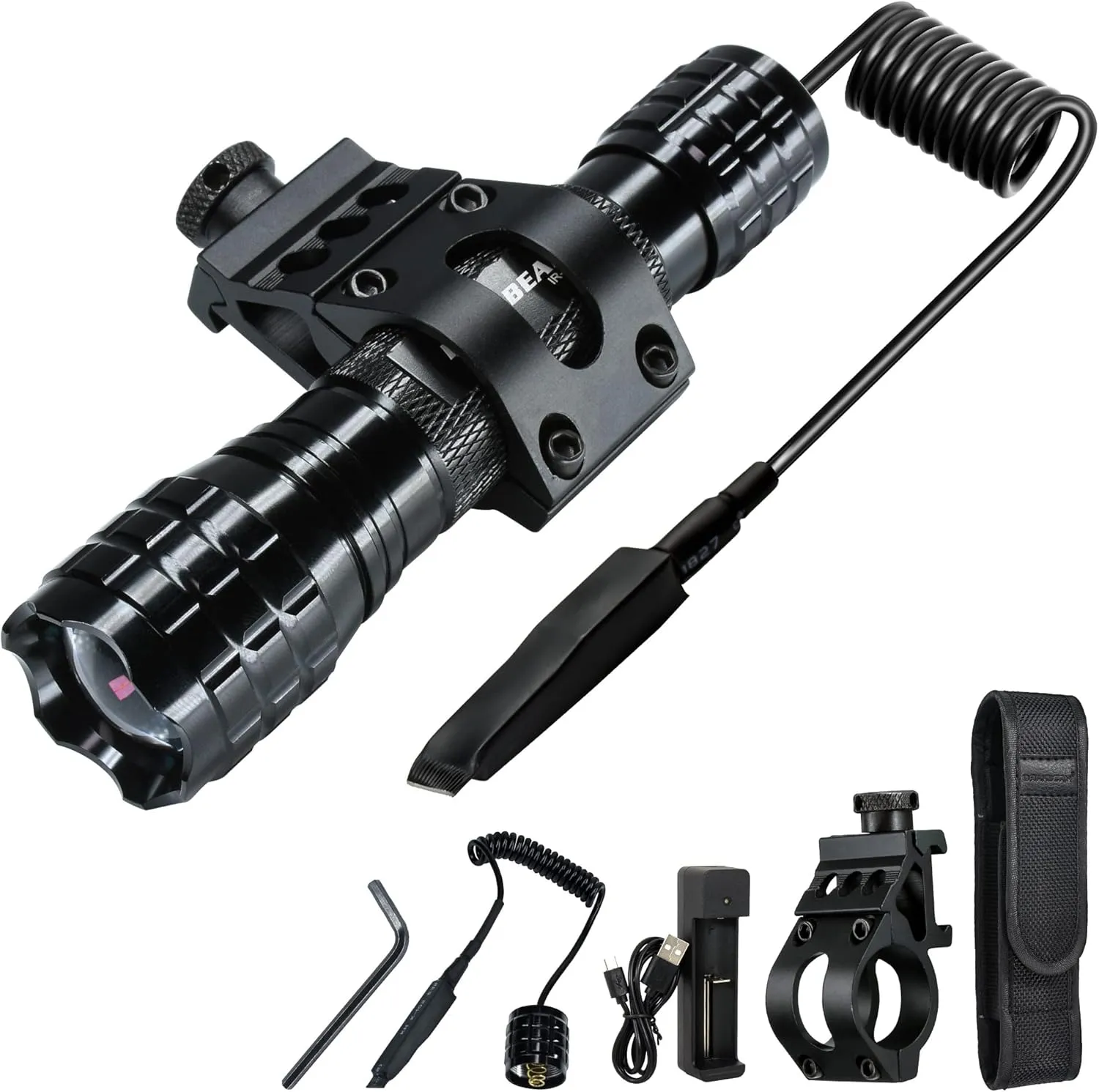 DARKBEAM ir Flashlight Infrared 850nm Lights LED Mini for Night Vision, Rechargeable Portable Tactical ir Illuminator Torch, Focus Adjustable for Hunting, Observation, Search, with Clip