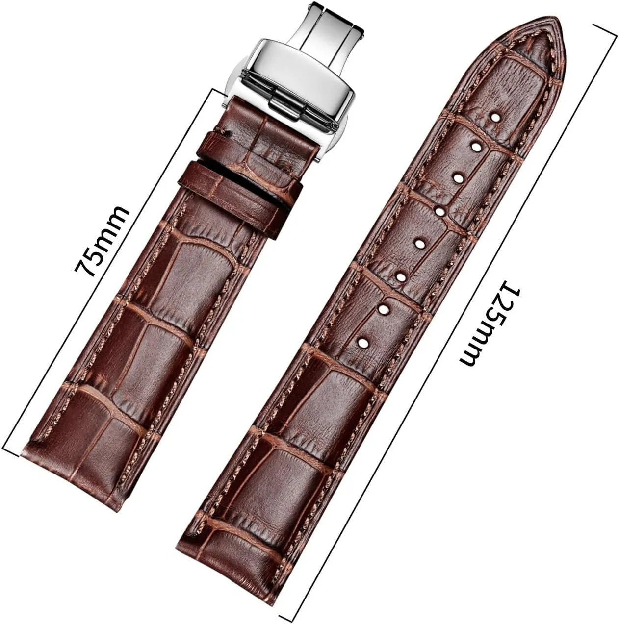 DASEB Leather Watch Bands with Deployment Buckle for Men's Wtach Band and Women's Watch Starp 18mm 19mm 20mm 21mm 22mm 23mm 24mm