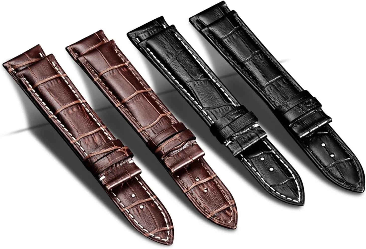 DASEB Leather Watch Bands with Deployment Buckle for Men's Wtach Band and Women's Watch Starp 18mm 19mm 20mm 21mm 22mm 23mm 24mm