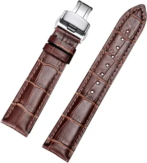 DASEB Leather Watch Bands with Deployment Buckle for Men's Wtach Band and Women's Watch Starp 18mm 19mm 20mm 21mm 22mm 23mm 24mm