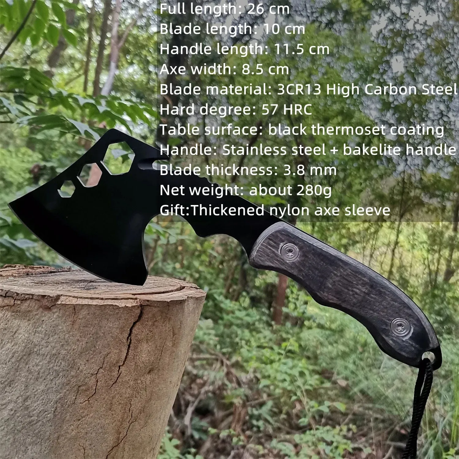 DB Axe Garden Tool - Compact Camping and Survival Hatchet with Sheath Tomahawk Army Outdoor Hunting Camping Survival Machete Axe