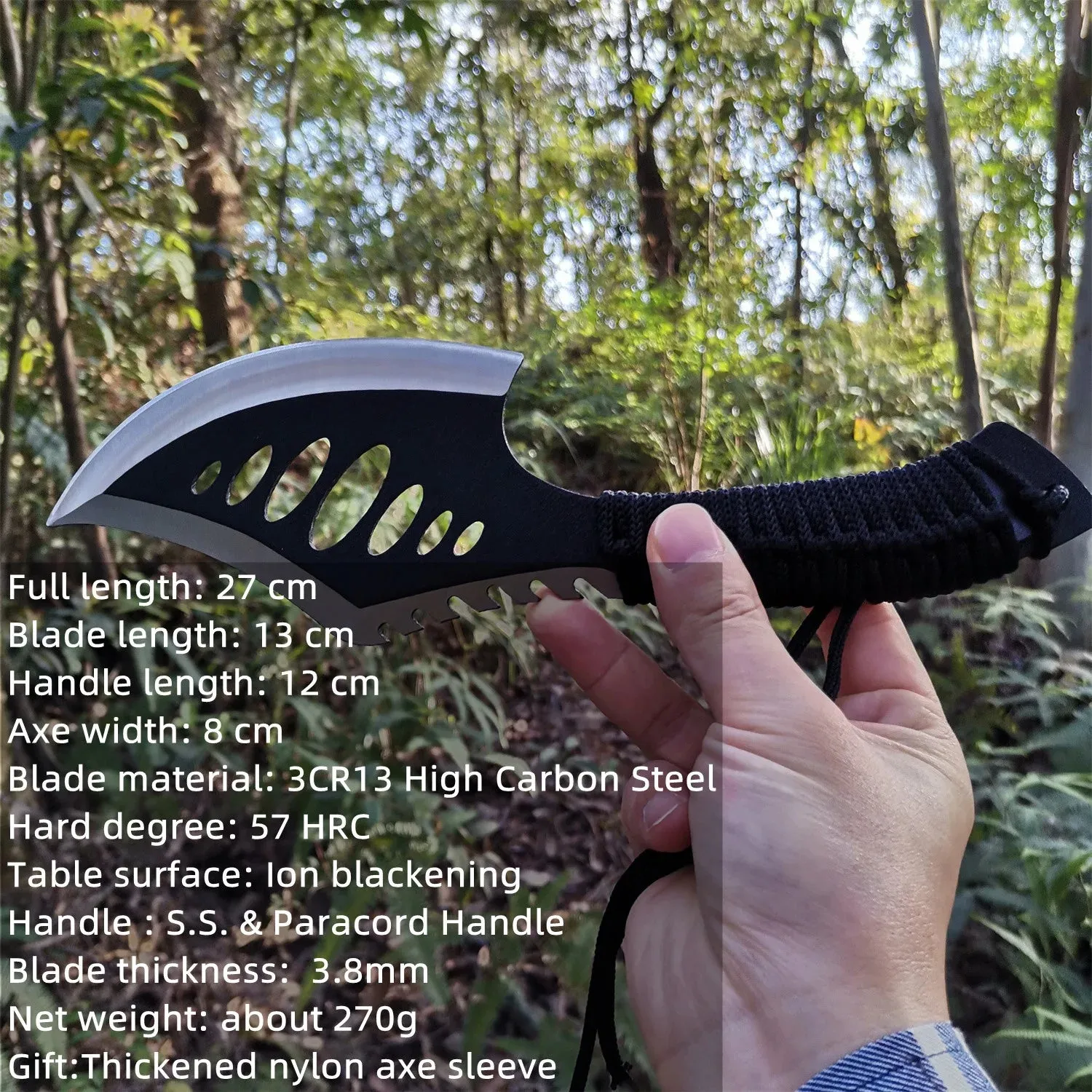 DB Axe Garden Tool - Compact Camping and Survival Hatchet with Sheath Tomahawk Army Outdoor Hunting Camping Survival Machete Axe