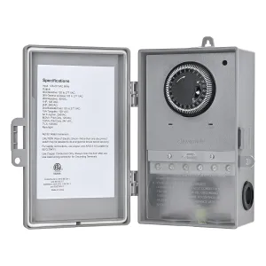 DEWENWILS Heavy Duty 2HP Pool Pump Timer, 24-Hour Programmable ON/Off Switch for Water Heater, Pool Pump, ETL Listed Gray