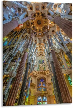 DFSUYZ World Famous Scenic Spot Sagrada Familia Church Interior Wall Art Poster Canvas Painting Wall Art Poster for Bedroom Living Room Decor 24x36inch(60x90cm) Frame-style