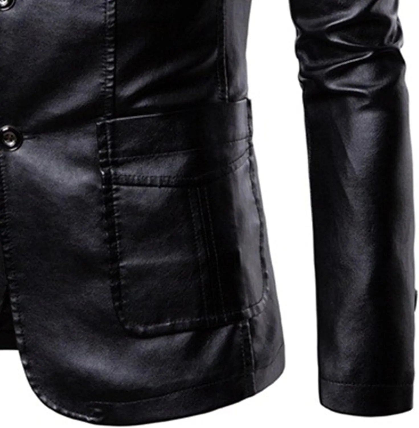DGHM-JLMY Men's Suit Collar Fashion Pu Leather Jacket Casual 2 Button Slim Faux Leather Blazer Business Leather Sport Coat