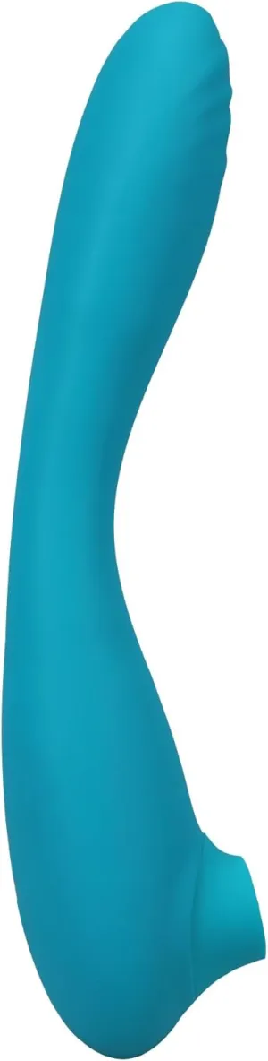 Doc Johnson This Product Sucks -Sucking Clitoral Stimulator with Bendable Vibrator, Dual-Ended, Silicone, Rechargeable, for Adults Only, Teal