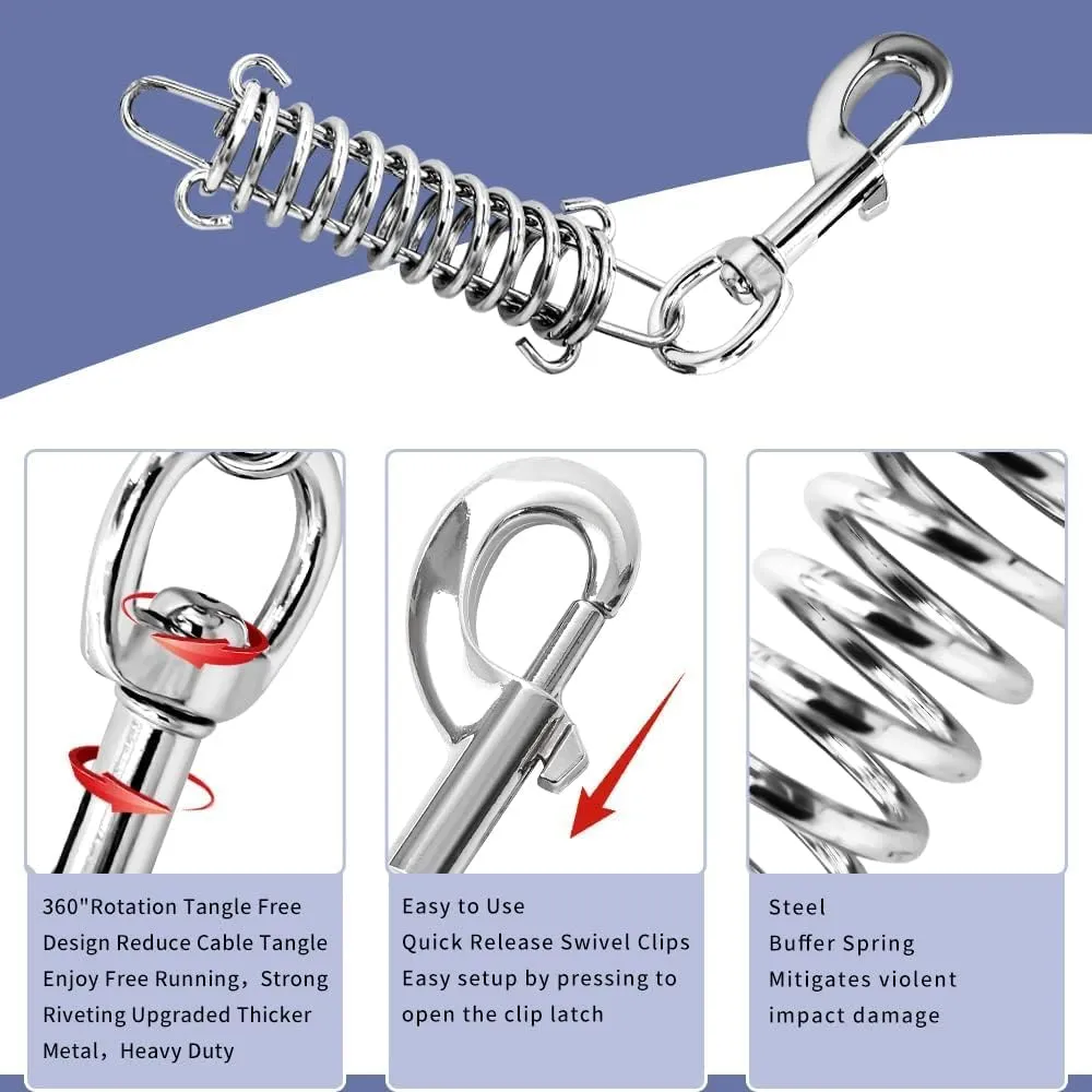 Dog Leash with Metal Shock Absorbing Spring Buckle,4Pack Dog Chain Tension Springs, Spring Buckle Set for Camping, Tents, Tarps, and Sunshade