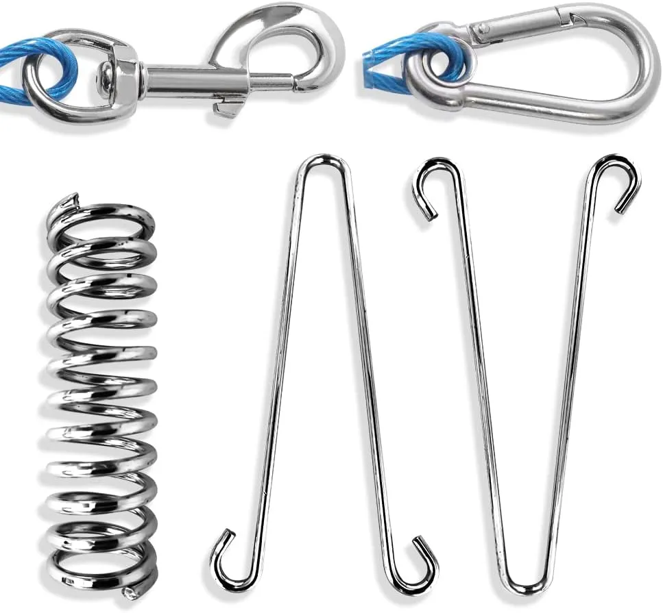 Dog Leash with Metal Shock Absorbing Spring Buckle,4Pack Dog Chain Tension Springs, Spring Buckle Set for Camping, Tents, Tarps, and Sunshade