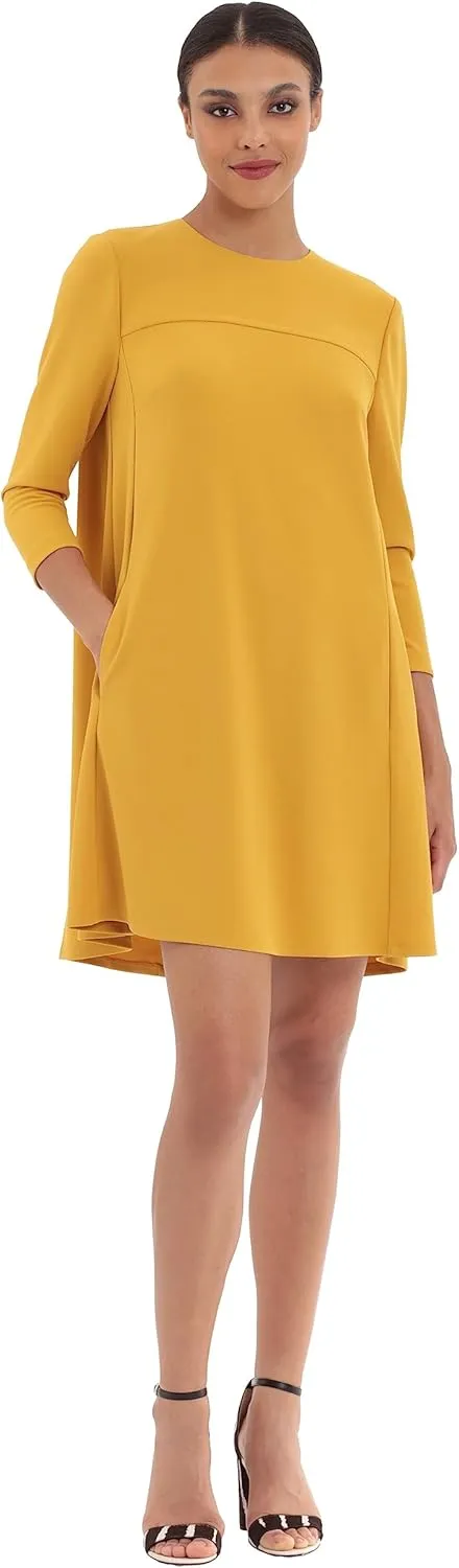 Donna Morgan Women's 3/4 Sleeve Tent Dress W/Pleat Color