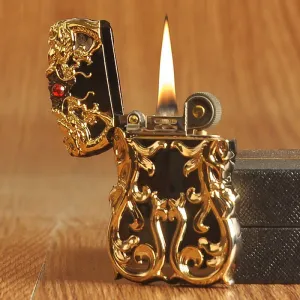 Double Dragon Two Tone Color Refillable Kerosene Lighter