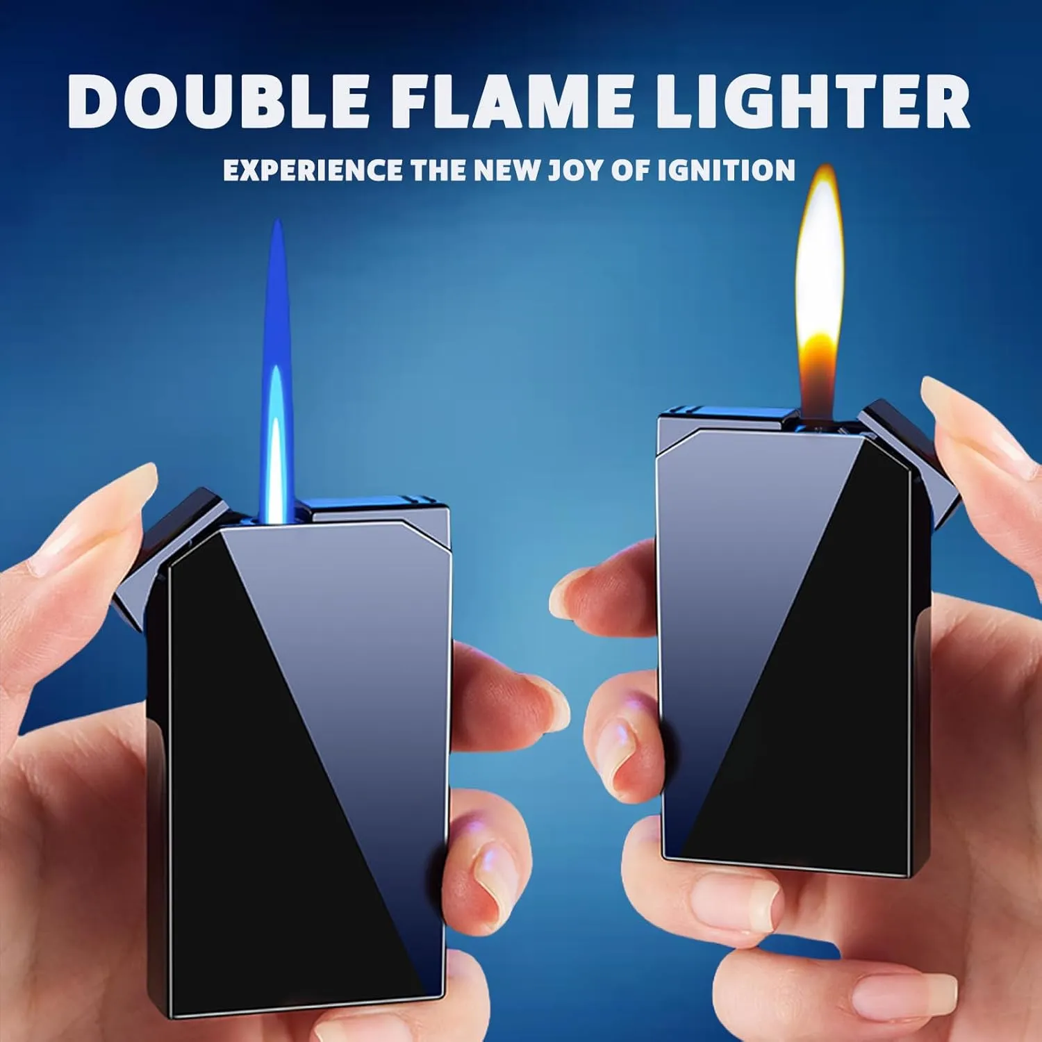 Double Flame Refillable Butane Lighter,Soft/Jet Flame Lighter with Flame Adjustable,Windproof Torch Lighter,Cool Lighter Creative Gift for Men(Without Gas) (03#)