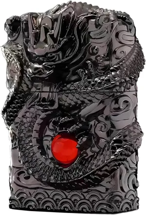 Dragon Candle Lighter - Vintage Portable Antique Reusable Windproof Soft Flame Trench Lighter for Collection/Decorative/Gift/Present (Black)