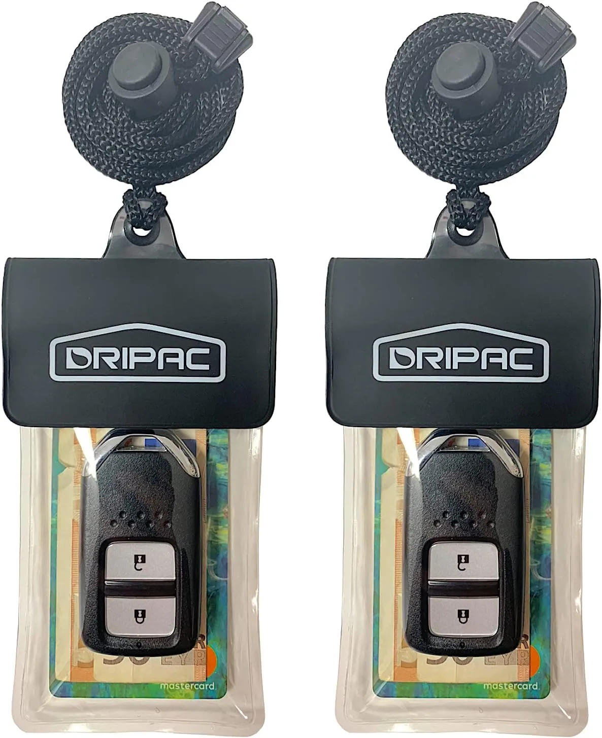 DRIPAC Waterproof Car Key FOB Case Waterproof Wallet Waterproof Holder Pouch For Key ID Badge Credit Card Money（Black Black）