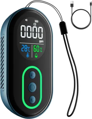DS-399 Carbon Monoxide Detector, 168HR Standby, Rechargeable 3-in-1 Portable CO Detector with Audible & Visual Alerts for Travel & Camping, CO Meter for Home, Car & Tent - Dark Blue