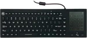 DSI Industrial Waterproof Backlit Keyboard with 2-in-1 Multi-Touch and Numeric Keypad Disinfectant Silicone IKB700BL IP68