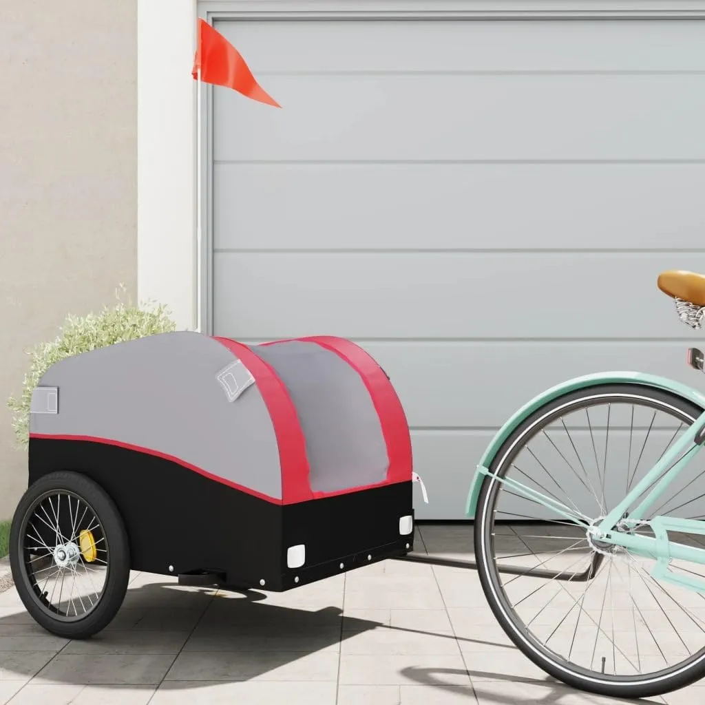 Durable and Spacious Bike Trailer for Heavy Cargo Transport, Iron Construction, 99.2 lb Load Capacity, Black and Red
