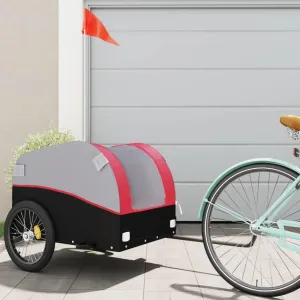 Durable and Spacious Bike Trailer for Heavy Cargo Transport, Iron Construction, 99.2 lb Load Capacity, Black and Red