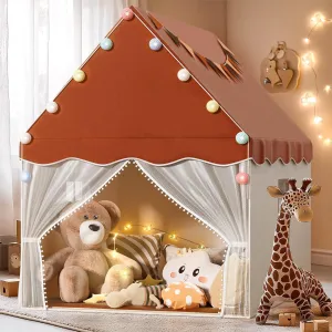 EagleStone Kids Play Tent with Star Light and Padded Mat, Playhouse for Kids, Neutral Color Play Room Furniture, Indoor Bed Tent Gift Toys for Toddle,Boys, Girls, Youth, Teens