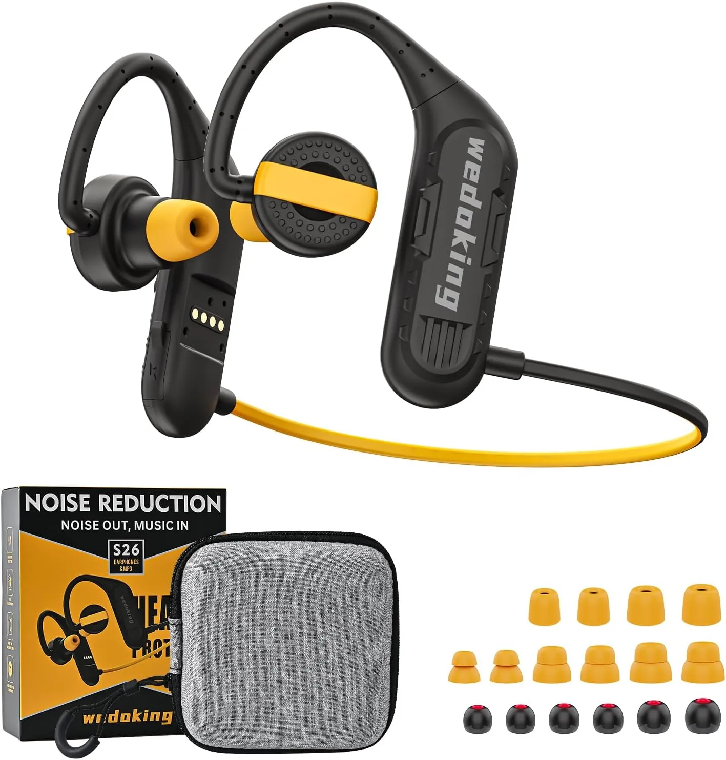 Ear Plugs Bluetooth Headphones for Work, 2in1 Earbuds with 32GB MP3 Noise Isolating Mic, 10  Hour Playtime, OSHA Compliant for Industrial Work, High-Noise Environments and Underwater, IPX8 Waterproof