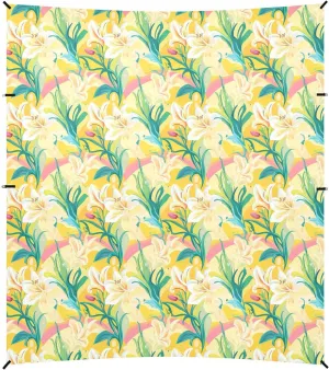 Easter Lily Happy Easter Foldable Beach Canopy UPF50 Easy Setup Sun Shelter with Sand Shovel, Sandbags for Camping, Picnics, Backyard & Fishing