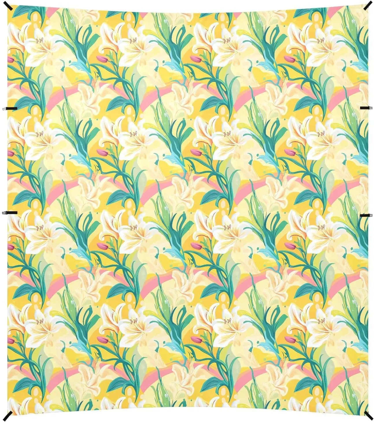 Easter Lily Happy Easter Foldable Beach Canopy UPF50 Easy Setup Sun Shelter with Sand Shovel, Sandbags for Camping, Picnics, Backyard & Fishing
