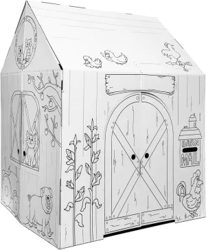 Easy Playhouse Barn - Kids Art & Craft for Indoor & Outdoor Fun, Color Favorite Farm Animals – Decorate & Personalize The Cardboard Fort, 32" X 26. 5" X 40. 5" - Made in USA, Age 3 