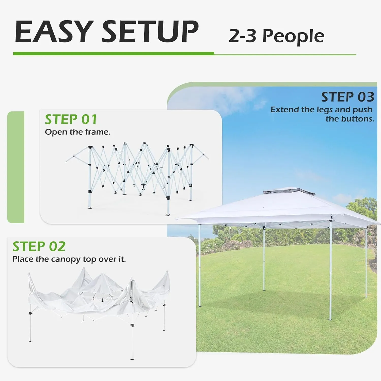 ECOTOUGE Canopy Tent Instant Shelter Canopy with Carrying Roller Bag, Outdoor Party Gazebo with Waterproof and UV Resistant for Parties, Camping, Picnic (White 12FT)