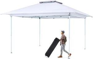 ECOTOUGE Canopy Tent Instant Shelter Canopy with Carrying Roller Bag, Outdoor Party Gazebo with Waterproof and UV Resistant for Parties, Camping, Picnic (White 12FT)