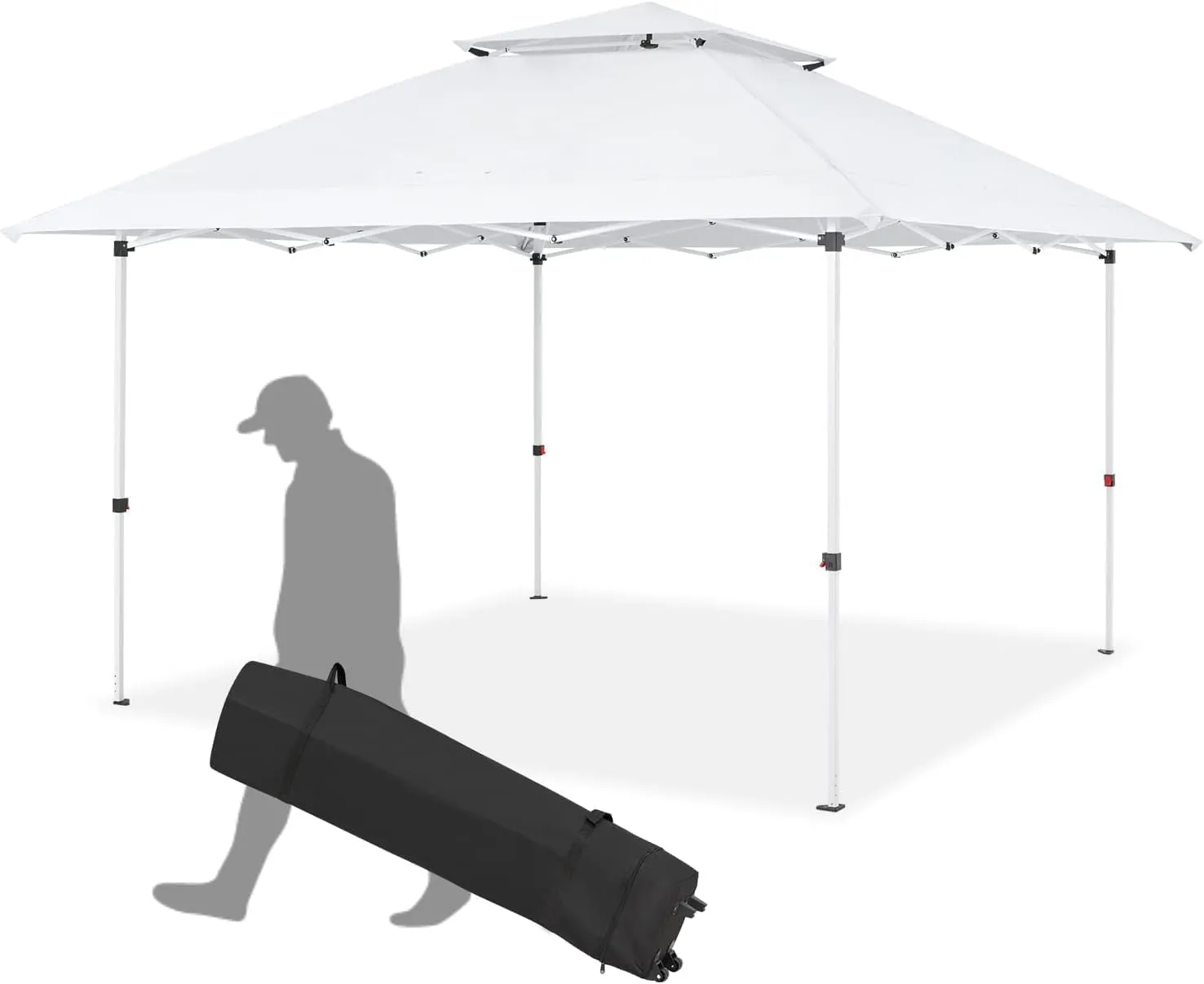 ECOTOUGE Canopy Tent Instant Shelter Canopy with Carrying Roller Bag, Outdoor Party Gazebo with Waterproof and UV Resistant for Parties, Camping, Picnic (White 12FT)