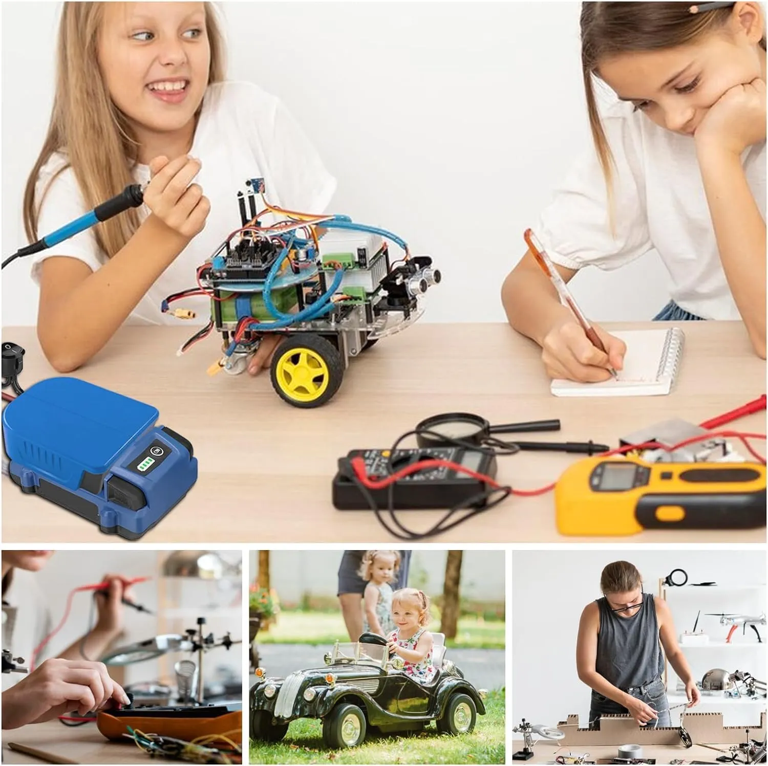 EID 2 Pack for Power Wheel Battery Adapter Fit for Kobalt 24V Battery with Wire Connector, 14 Gauge Wire, 30Amp Fuse and Switch Button, DIY Use for Rc Car, Robotics, Rc Truck, and Work Lights