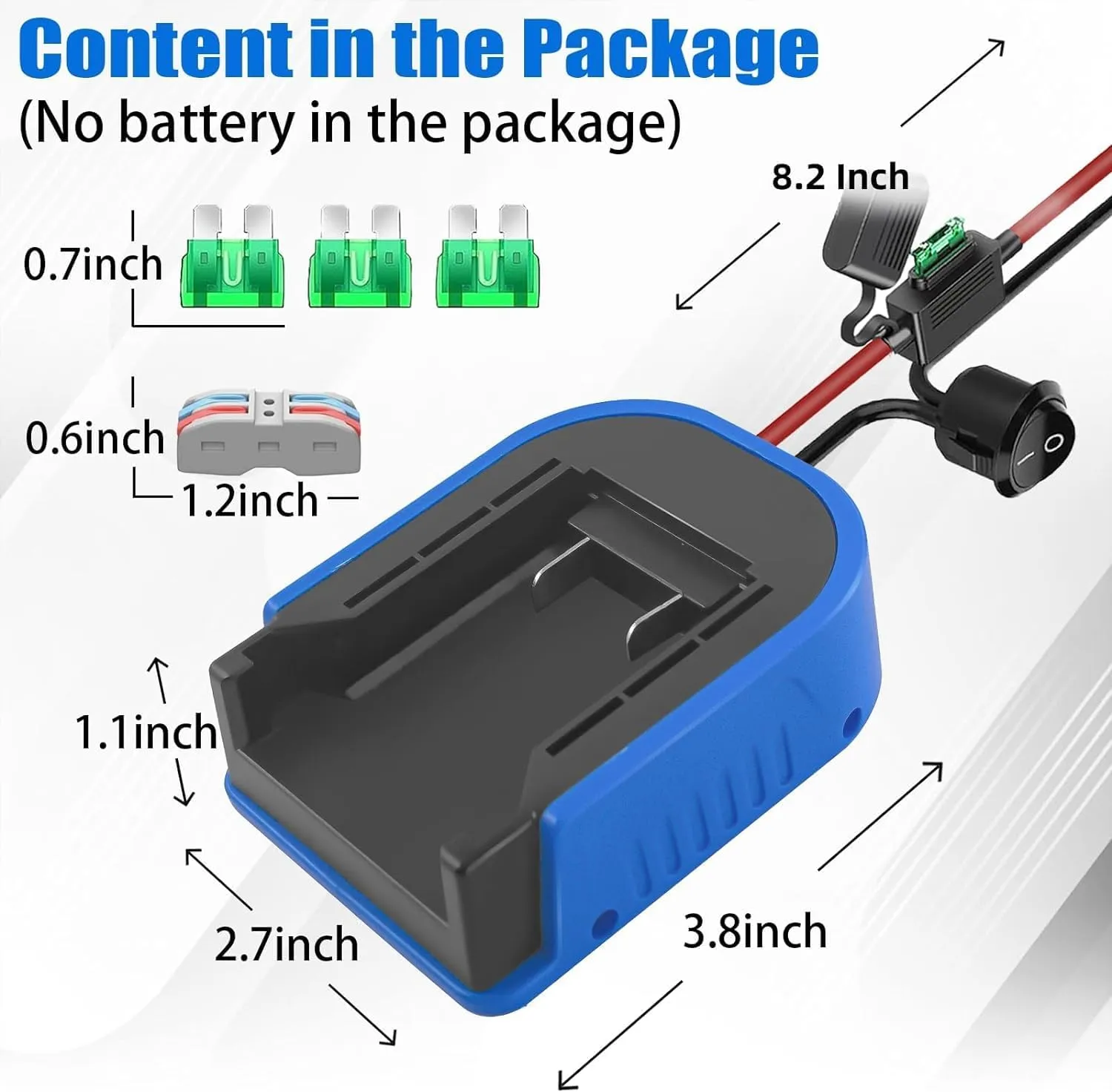 EID 2 Pack for Power Wheel Battery Adapter Fit for Kobalt 24V Battery with Wire Connector, 14 Gauge Wire, 30Amp Fuse and Switch Button, DIY Use for Rc Car, Robotics, Rc Truck, and Work Lights